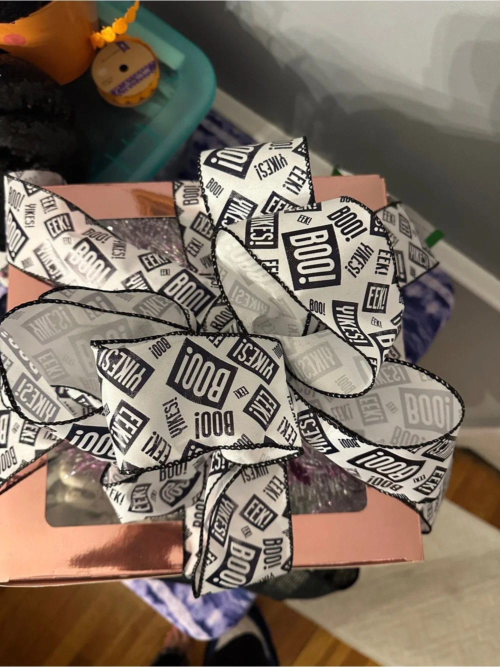 Halloween Mystery Box with Black & White Ribbon - decorations and crafting